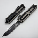 Microtech Scarab 2 Gen 3 Tanto Full Serrated Tactical Spine Fluted w/ Natural Clear Handle 1279-3NC