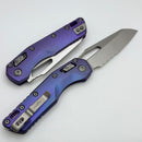 Microtech Marfione Select MSI RAM LOK Purple Haze Titanium Handles w/ Double Vapor Blast & Purple Accents & Part Serrated Stonewash M390MK 210-11MS5