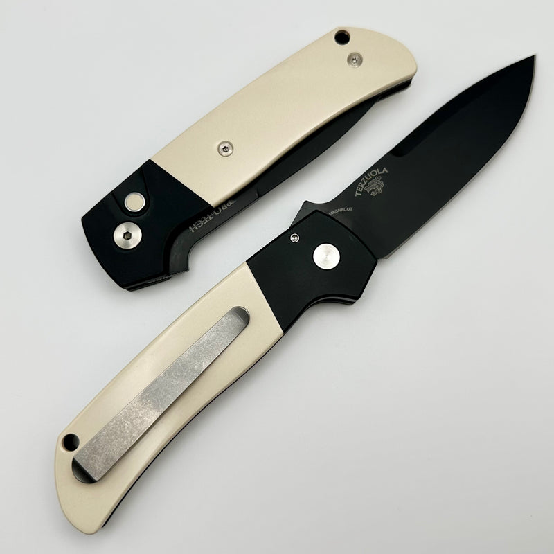 Pro-Tech Terzuola ATCF Black Handle w/ Micarta Inlays/Button & DLC MagnaCut BT2752