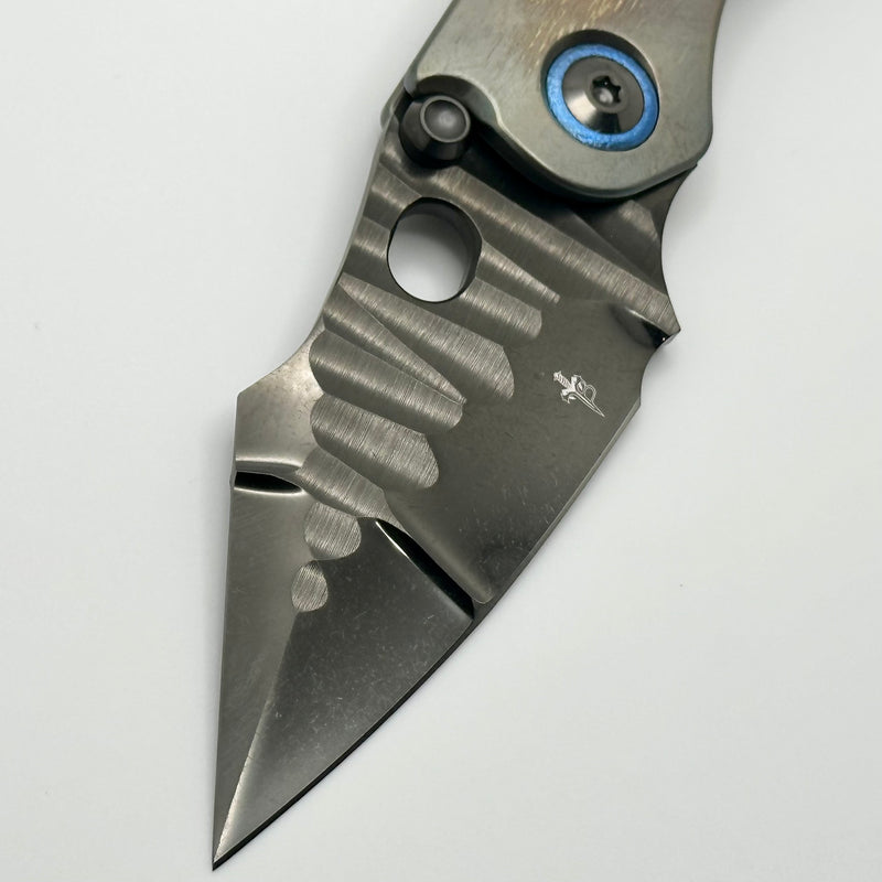Marfione Custom Knives & Borka Blades Stitch w/ DLC Cracked Diamond Wash Rocked Double Star Grind M390 & Cosmic Titanium PRE OWNED - AS NEW