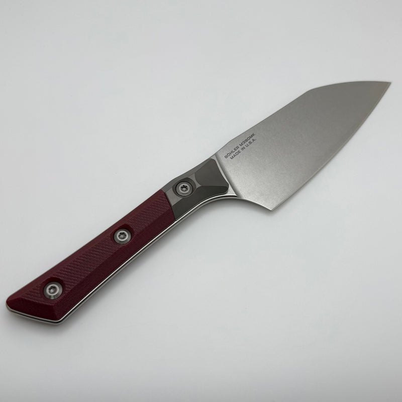 Microtech Santoku 4.2" Merlot  G-10/Titanium Bolster Handle w/ Stonewash M390MK 3300B-10MR