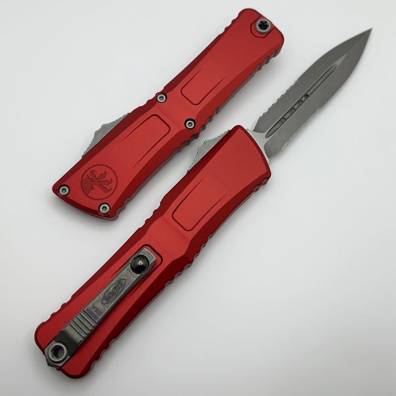 Microtech Knives Combat Troodon Gen III Apocalyptic Partial Serrated D/E w/ Red Handle 1142-11APRD