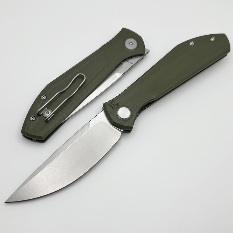 Custom Knife Factory - Echo Splinter Front Flipper w/ Green G-10 & Stonewash CPM-S35VN