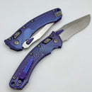 Microtech Marfione Select Amphibian RAM LOK Purple Haze Frag Titanium Handles & Part Serrated Stonewash M390MK w/ Double Vapor Blast & Purple Accents 137RL-11FRMS5