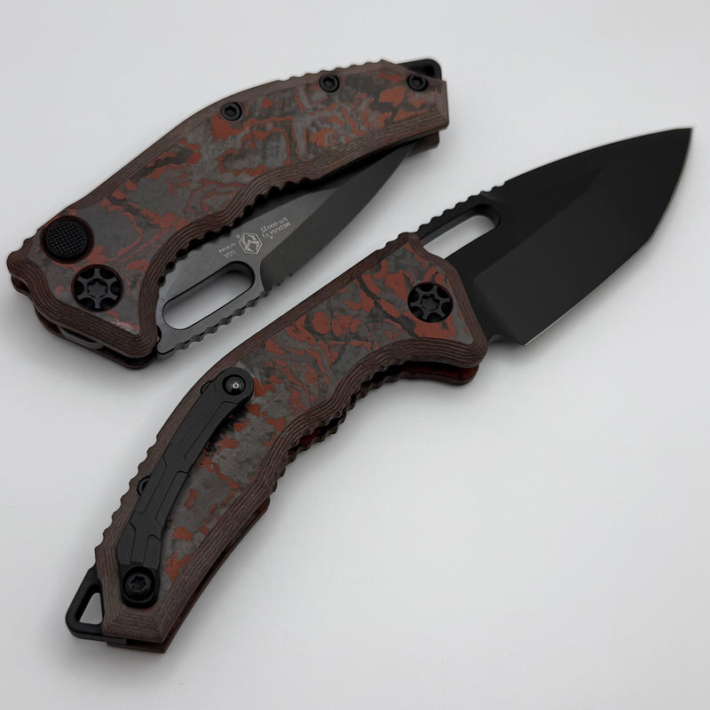 Heretic Knives Medusa Blood Red Carbon Camo Handles w/ DLC Tanto MagnaCut H011-6A-RD/CC