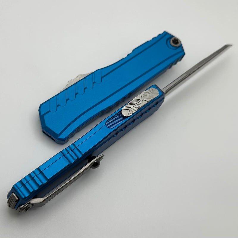 Microtech Cypher II S/E Stonewash Standard & Blue Handle 1241-10BL