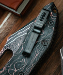 Microtech Knives Manual Stitch RAM LOK Baker Forge Damascus & Protech Composites Live Wire Carbon Fiber Handles Signature Series 169RL-16MS1