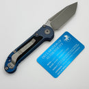 Microtech Marfione Select LUDT Gen III Antique Blue Titanium Textured Inlaid Handles w/ Blue Accents & Apocalyptic Tanto 1136-10APMS4