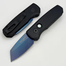 Pro-Tech Runt 5 w/ Black Handle w/ Abalone Button & Sapphire Blue PVD 20CV Reverse Tanto R5203-SB