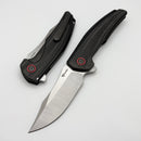 Reate Knives Jack Jr. Black Aluminum Integral Handle w/ Carbon Fiber Inlay & Red Pivot Collar & Satin S30V