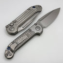 Microtech Marfione Select LUDT Gen III Frag Titanium Handles w/ Blue Accents & Stonewash S/E 1135-10FRMS2