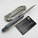 Microtech Marfione Select LUDT Gen III Frag Titanium Handles w/ Blue Accents & Stonewash Serrated S/E 1135-11FRMS2