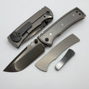 Chaves Knives Redencion 229 Bright Stonewash DLC w/ Titanium Integral Handle w/ Magnetic Ti Inlays & Drop Point M390