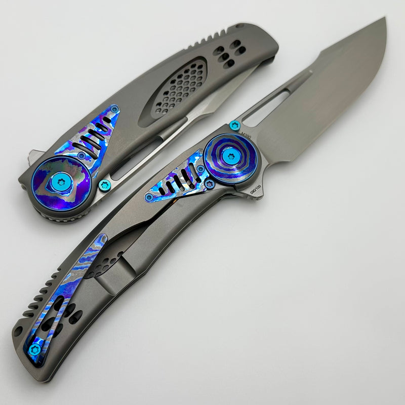 Reate Knives GTR Titanium Integral Bead Blast w/ ZircuTi Accents & Hand Satin M390