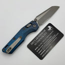Microtech Marfione Select MSI RAM LOK Antique Blue Mini Slab Side Titanium Handles w/ Blue Accents & Apocalyptic Part Serrated M390MK 210M-11APMS2