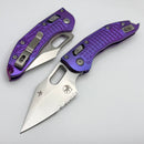 Microtech Marfione Select Manual Stitch RAM LOK Purple Haze Frag Titanium Handles & Stonewash Part Serrated M390MK w/ Double Vapor Blast/Purple Accents 169RL-11FRMS5