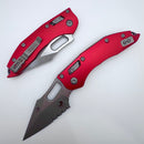 Microtech Knives Manual Stitch RAM LOK Fluted Red Aluminum & Partial Serrated M390MK Apocalyptic Standard 169RL-11APFLRD
