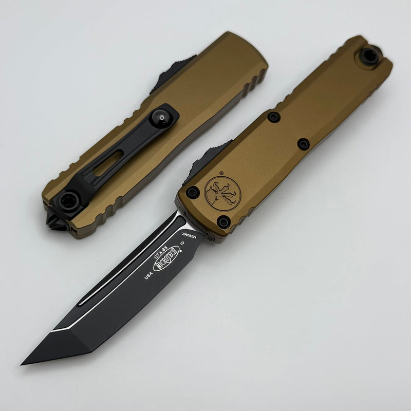 Microtech UTX-85 Gen IV w/ Tan Handle & Black T/E M390MK 12334-1TA