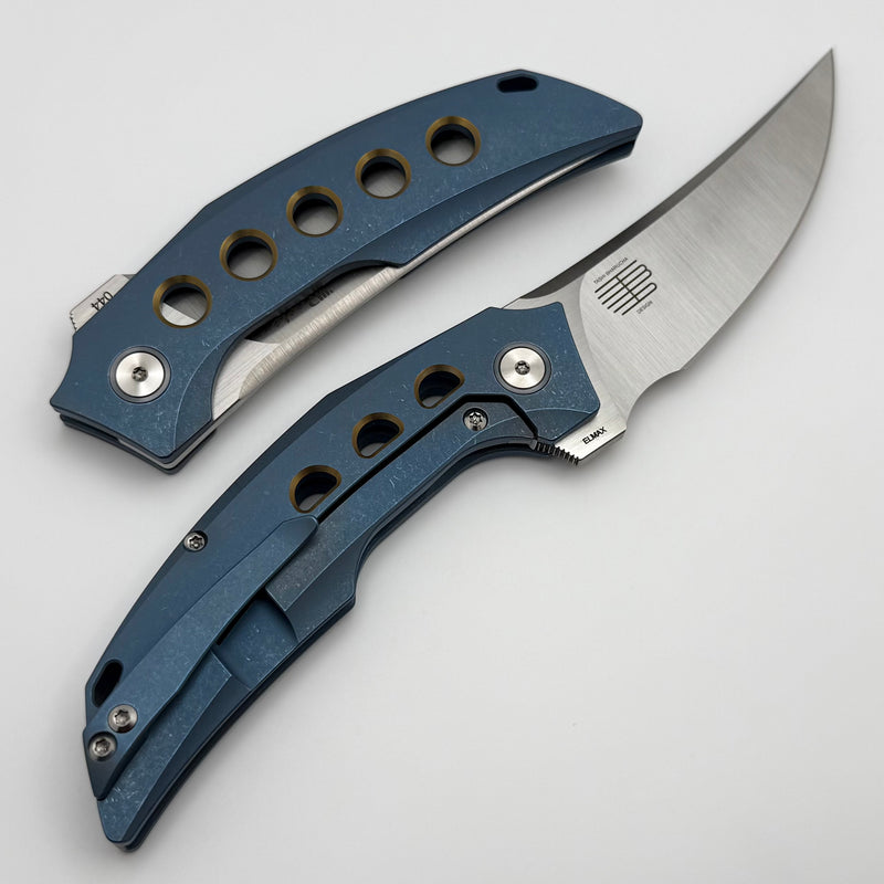 Reate Knives Velocity Tashi Bharucha Blue w/ Bronze Titanium Handles & Elmax