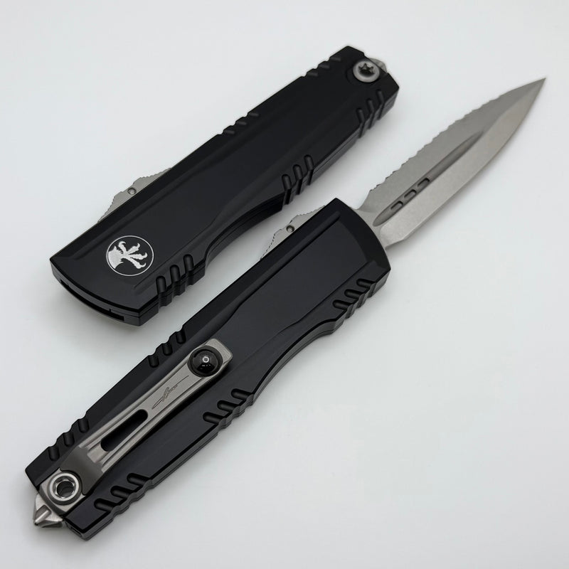 Microtech Luminary Black Handle w/ Tritium Inlaid Slider & Full Serrated D/E M390MK Signature Series 1270-12S