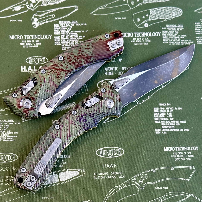 Microtech Amphibian RAM LOK Outbreak Fluted Aluminum w/ M390MK 137RL-1FLOBS