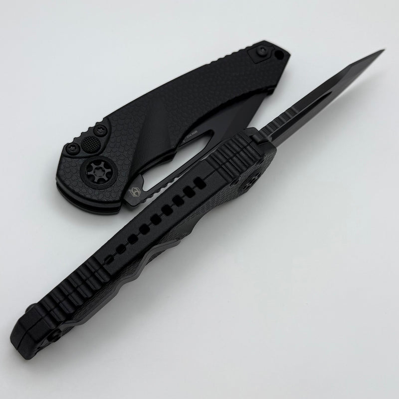 Heretic Knives Mini Pariah M/A Button Lock Black Polymer Handles w/ Black S/E MagnaCut H052-4A-T