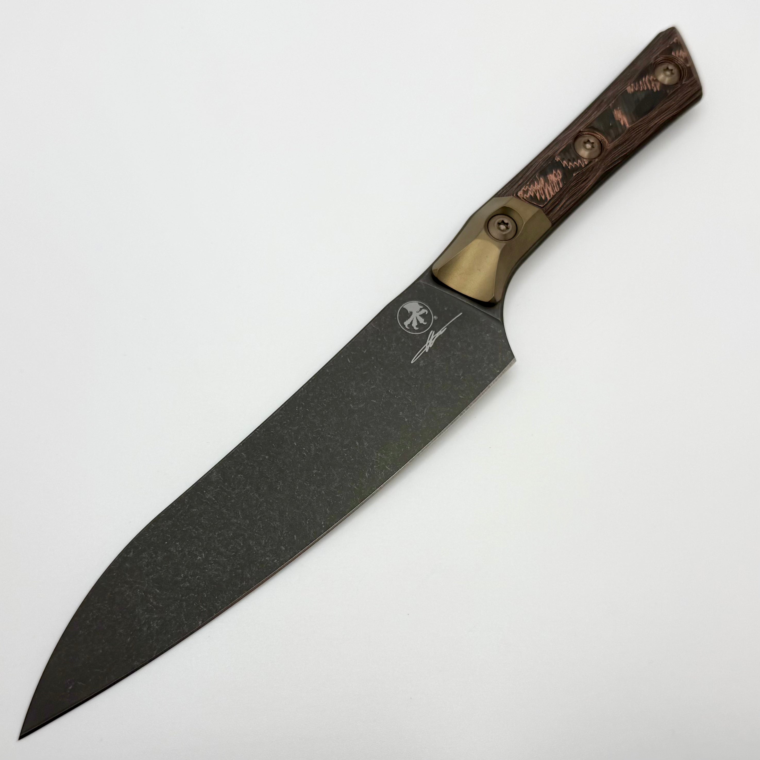 Microtech Utility Knife Livewire Carbon Fiber/Bronze Titanium Bolster