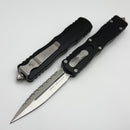 Microtech Dirac Delta D/E Satin Full Serrated w/ Black Handle 227-6