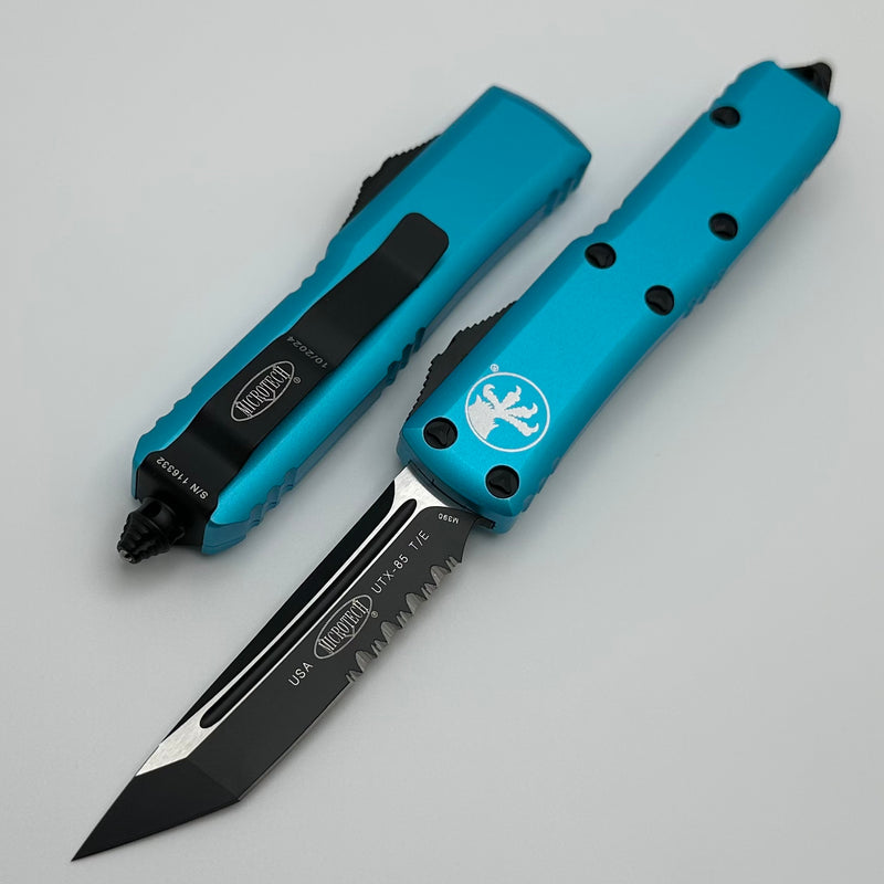 Microtech UTX-85 T/E Tanto Black Partial Serrated & Turquoise 233-2TQ