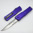 Microtech Knives Combat Troodon Gen III Stonewash Partial Serrated Interceptor w/ Purple Handle Signature Series 1217-11PUS