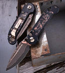 Microtech Marfione Select LUDT Gen III Black Handle w/ Pro-Tech Composites Live Wire Carbon Fiber Inlays & Baker Forge Drop Point w/ Bronze Accents 1135-16MS1