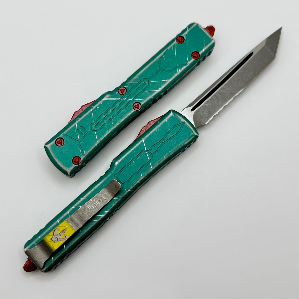 Microtech UTX-70 Bounty Hunter Apocalyptic Tanto Partial Serrated Sign