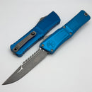 Microtech Knives Combat Troodon Gen III Apocalyptic Interceptor w/ Blue Handle Signature Series 1217-10APBLS