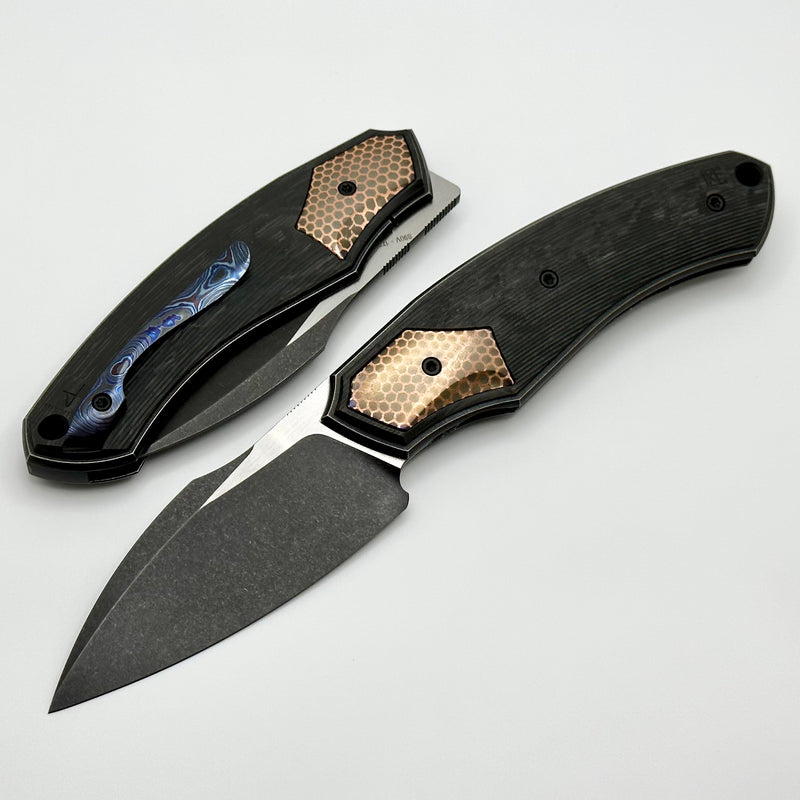 Custom Knife Factory Davless Carbon Fiber & Superconductor w/ Two Tone Blackwash S90V