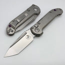 Microtech Marfione Select LUDT Gen III Slab Side Titanium Handles w/ Purple Accents & Stonewash Tanto 1136-10MS5