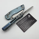 Microtech Marfione Select MSI RAM LOK Mini Fluted Ice Blue Titanium Handles w/ Double Vapor Accents & Blue Accents & Stonewash M390MK 210M-10FLMS7