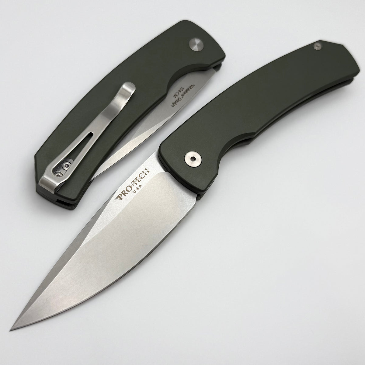 Pro-Tech Magic 2 Whiskers Green Handle w/ Stonewash 154-CM M2601-Green
