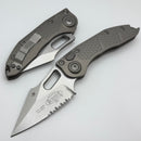 Microtech Borka Stitch Auto w/ Natural Clear Handles & Partial Serrated Stonewash 169-11NC