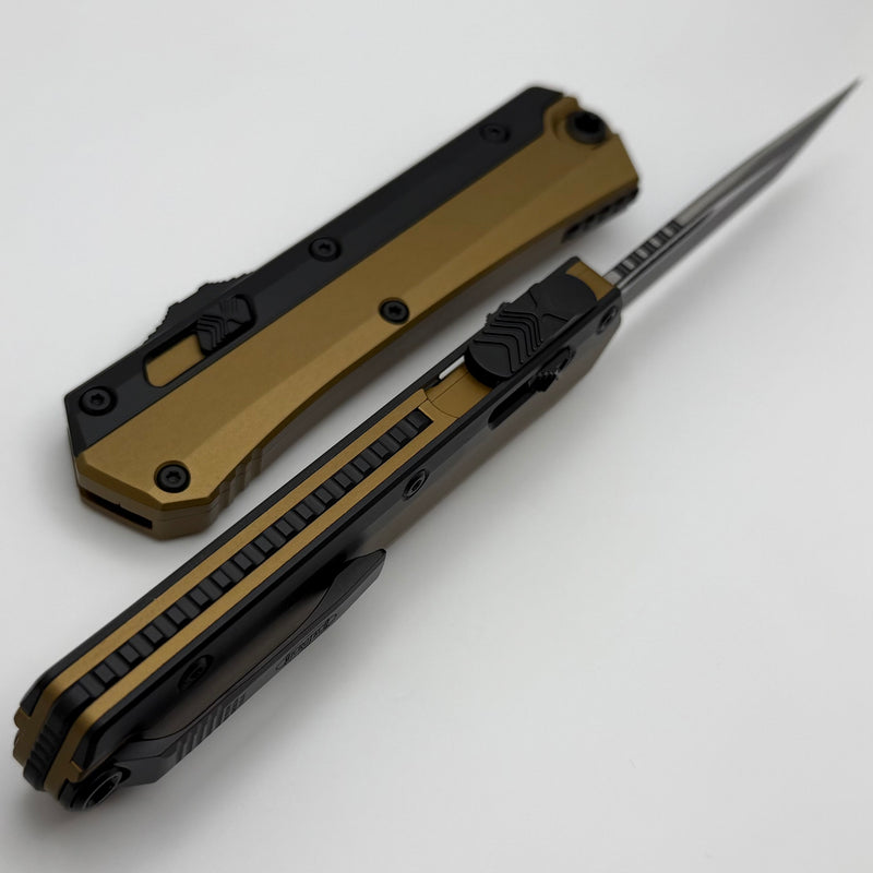 Microtech Glykon Tan w/ Black Full Serrated Tanto M390MK 185-3TA