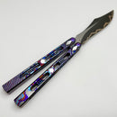 Poikilo Blade PM 1 Tanto Balisong Full Dress ZircuTi Handles w/ Mother of Pearl Inlays & Baker Forge Volcanic River
