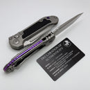 Microtech Marfione Select LUDT Gen III Titanium Textured Inlaid Handles w/ Purple Accents & Stonewash Tanto 1136-10MS6