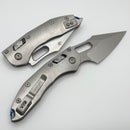 Microtech Marfione Select Manual Stitch RAM LOK Titanium Handles & Stonewash M390MK w/ Double Vapor Blast & Blue Accents 169RL-10MS2