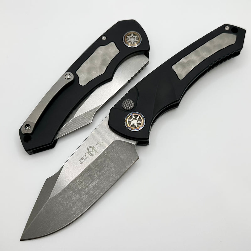 Heretic Knives Pariah Auto Battleworn Standard w/ Bubble Inlays & MagnaCut w/ Flamed Pivot Collars H048-5A