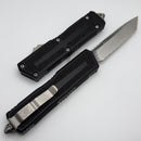 Microtech Scarab 2 Gen 3 Stonewash Spine Fluted Full Serrated Tanto w/ Black Handle 1279-12