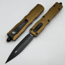 Microtech Dirac Delta Black D/E w/ Tan Handles 227-1TA