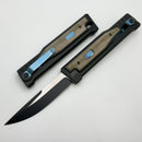 Reate EXO Exoskeleton Design V2 Twill Green Micarta & Two Tone Black PVD Drop Point w/ Blue Accents