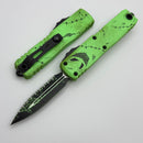 Microtech UTX-85 Gen IV Oogie Boogie Aluminum Handle w/ D/E Full Serrated M390MK Signature Series 12324-3OOS
