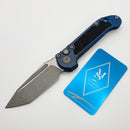 Microtech Marfione Select LUDT Gen III Antique Blue Titanium Textured Inlaid Handles w/ Blue Accents & Apocalyptic Tanto 1136-10APMS4