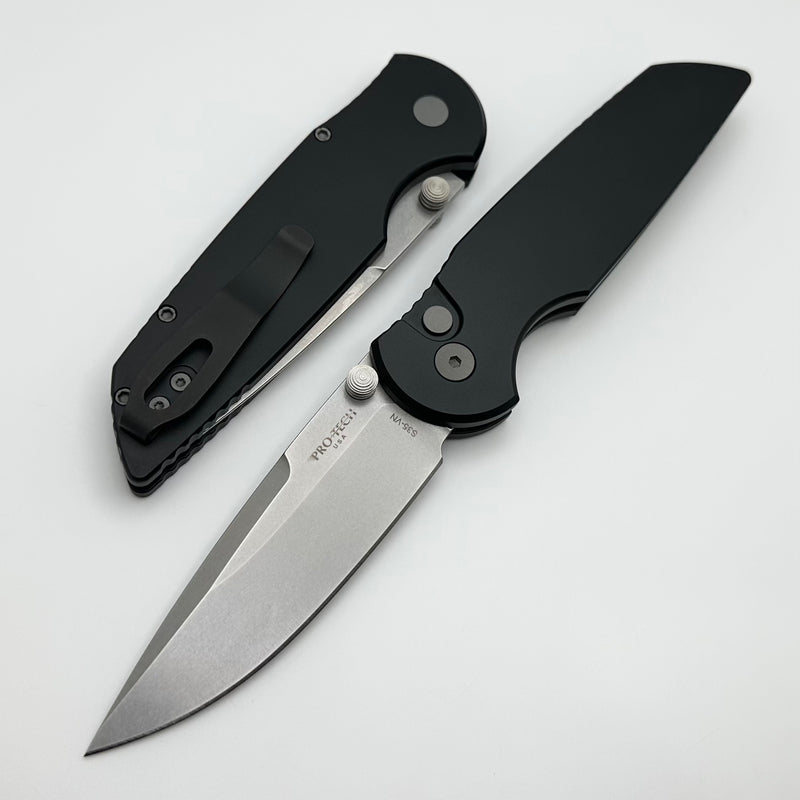 Pro-Tech TR-3 Integrity Manual Black Aluminum Handles w/ Stonewash S35 INT101