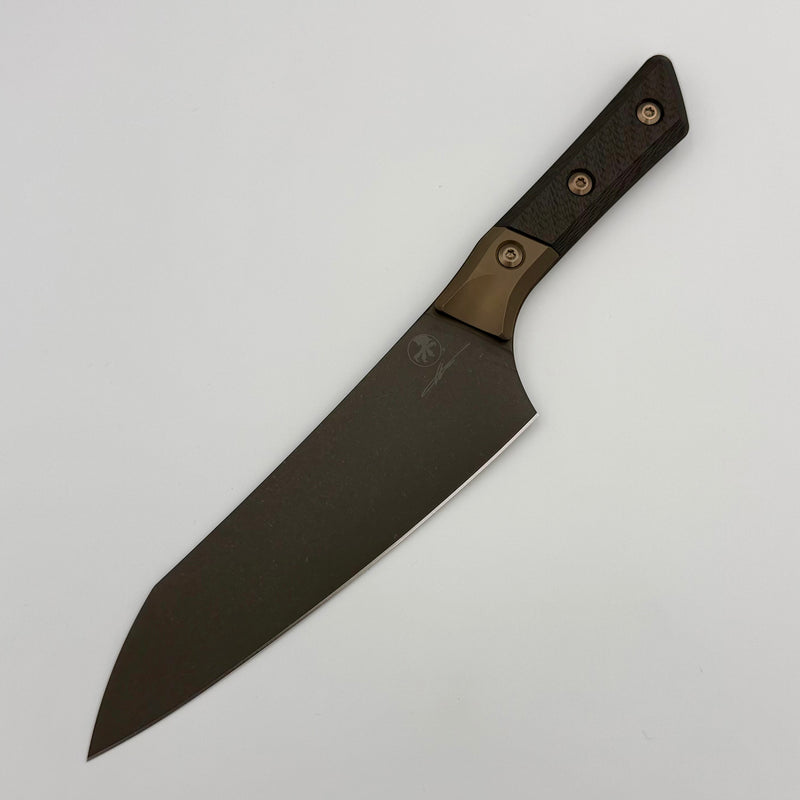 Microtech Chef's Knife Carbon Fiber/Bronze Ti Handle w/ DLC M390MK Sig